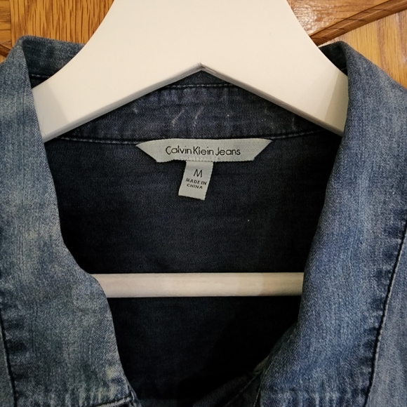 Calvin Klein Jeans Womens Denim Long Sleeve Button Up Top/Shirt-Medium - Picture 2 of 4